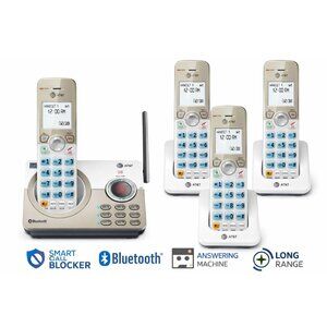 AT&T 4-Handset Cordless Home Phone with Answering Machine & Smart Call Blocker